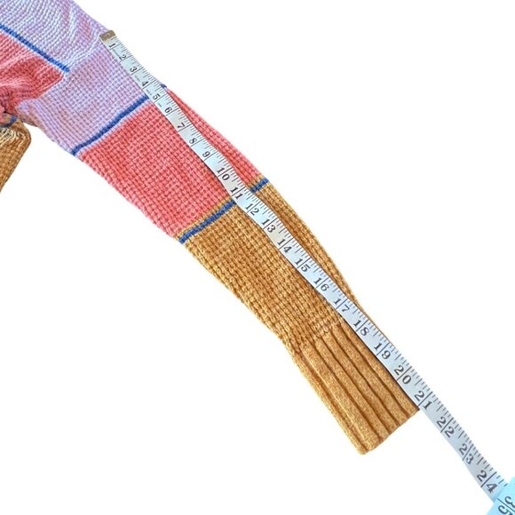 SO Women's Multi Wide Stripe Waffle Knit Pullover Crew Neck Sweater Size L - Picture 8 of 11